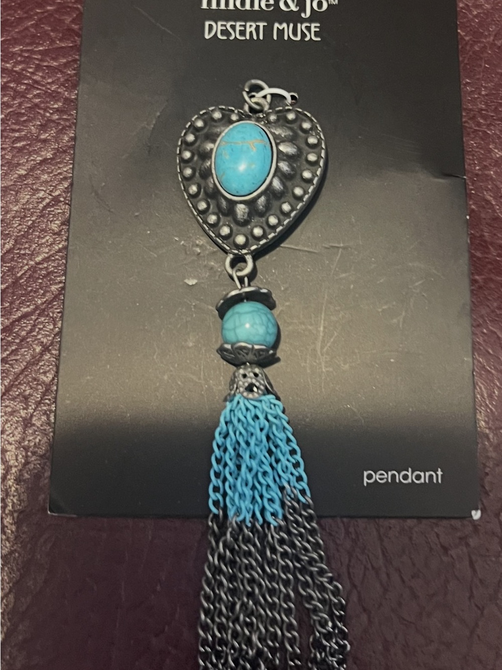 indie & jo Desert Muse Turquoise Heart Tassel Pendant Necklace
